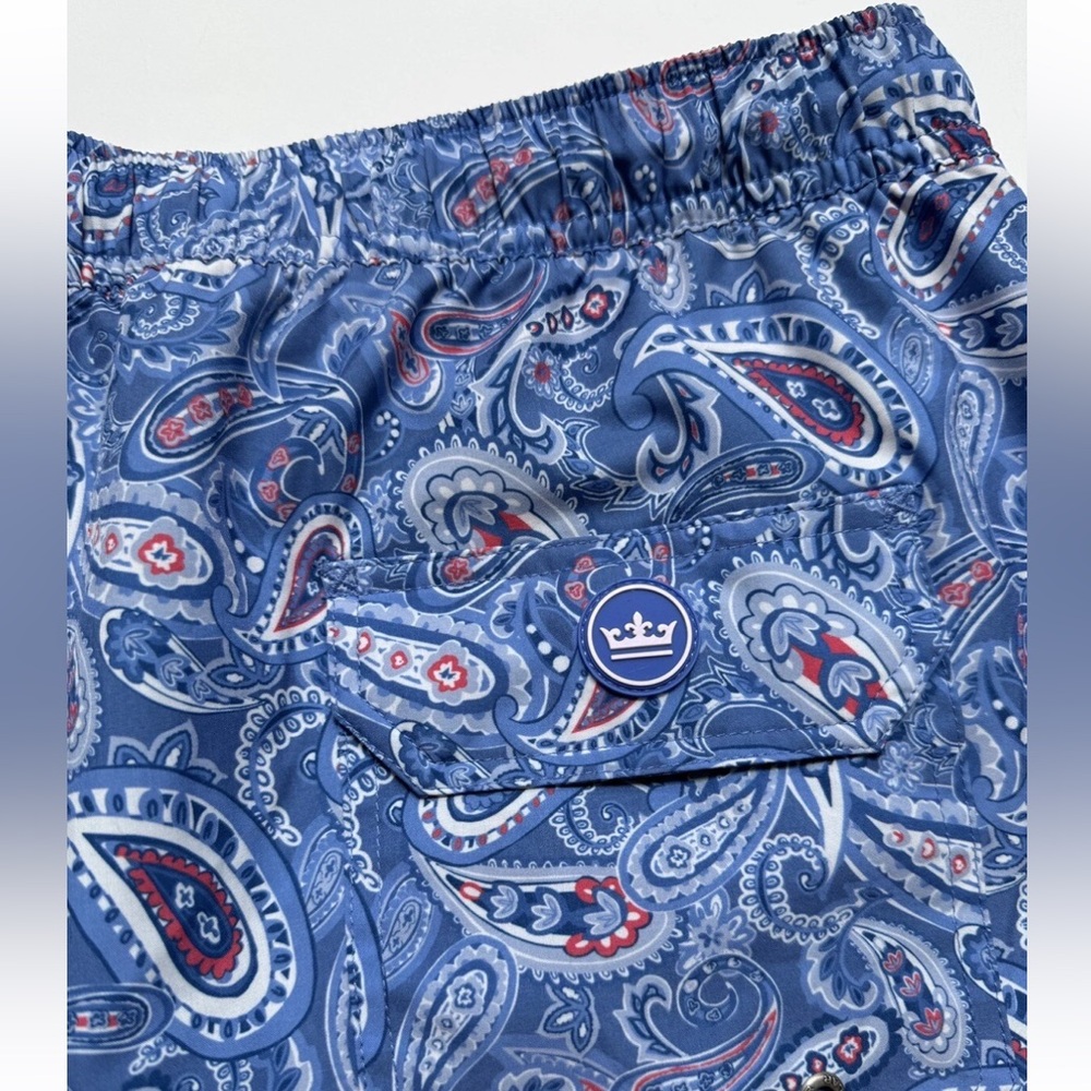 Peter Millar Mens Swim Trunks Sz XL Blue Paisley Print - Picture 4 of 5